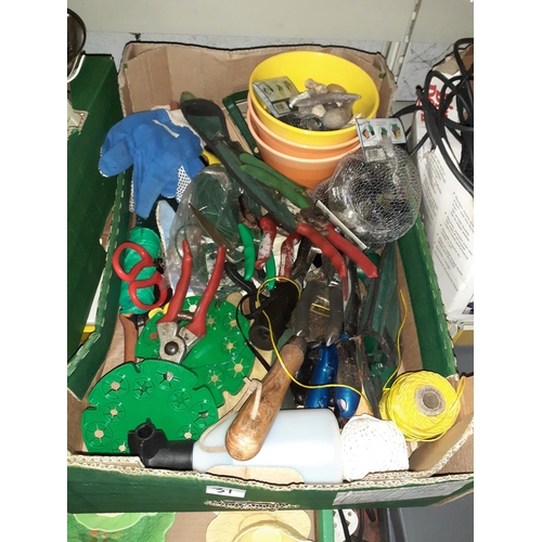 31 - Box of Gardening Tools and Accessories Including Plant Pots, Gloves etc.