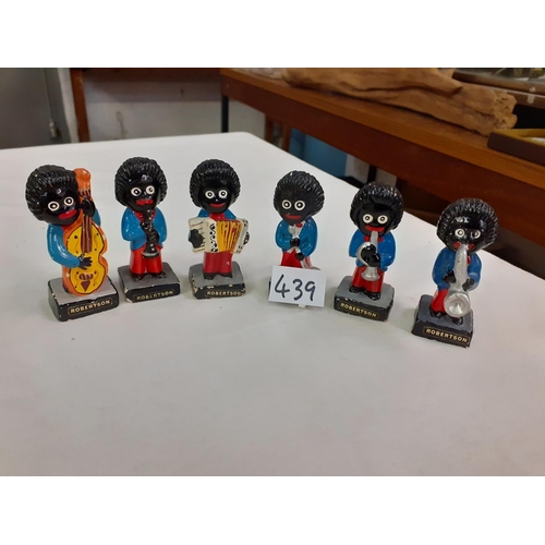 439 - Set of 6 Hand Painted 'Robertson' Golly Musician Figures.