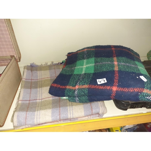 47 - Two Woollen Picnic Blankets.