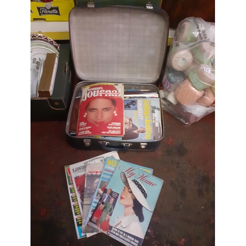 54 - Vintage Suitcase of Retro Magazines and Postcards.