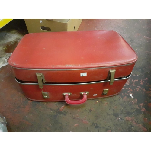 60 - Vintage Suitcase and Quantity of Table Cloths, Linen etc.