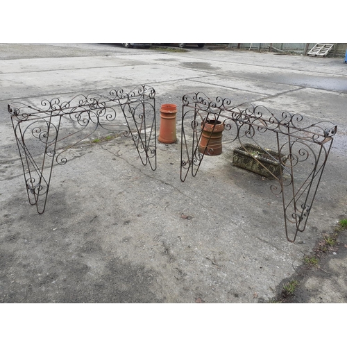 690 - Pair of Wrought Iron Plant Trough Stands.