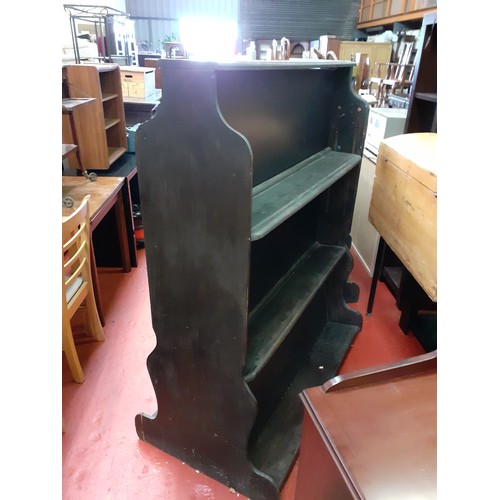 583 - Large Double Sided Three Adjustable Shelf Dark Oak Library Bookcase.