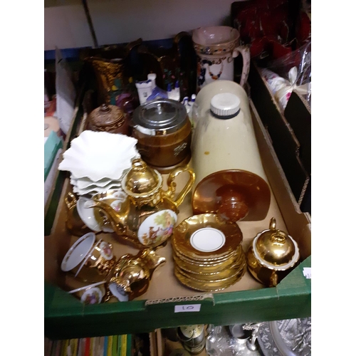 10 - Box to Include Stoneware Hot Water Bottle, Lustre Jugs, Gilded Coffee Set etc.