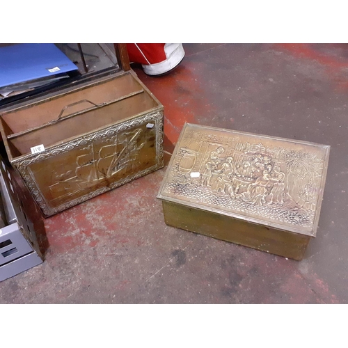 118 - Brass Log Box & Magazine Rack.