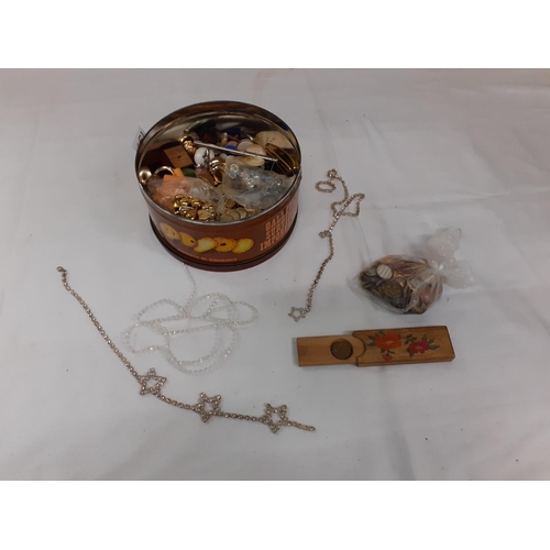 171 - Metal Tin of Buttons, Costume Jewellery etc.