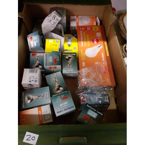 20 - Box of Assorted NEW Light Bulbs,