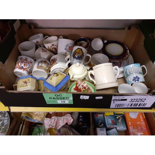 21 - Box of China Including Poole, Commemorative Ware etc.