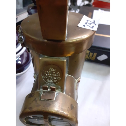 232 - Vintage Brass Ceag Inspection Mining Lamp.