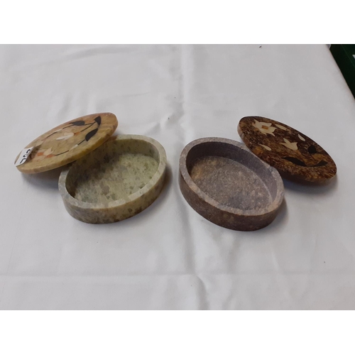 282 - Two Inlaid Soapstone Trinket Boxes.