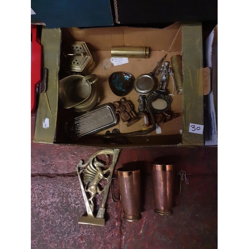 30 - Selection of Brass, Plated and Copper Ware.