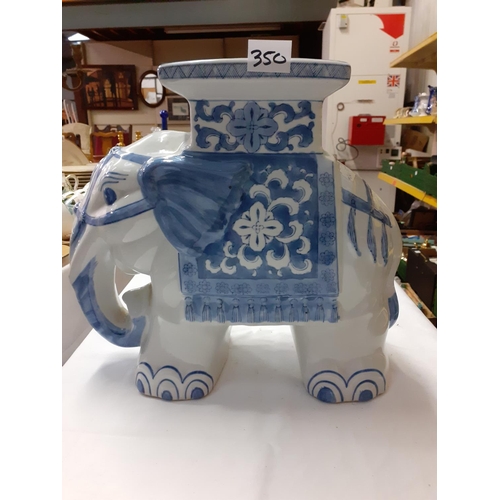 350 - Blue & White Elephant Jardinière Stand.