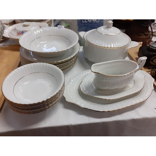 351 - 18 Piece Chodziez White and Gilt Dinner Set.