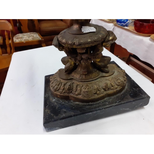 369 - Vintage Brass Five Branch Candelabra on Marble Box Base - approximately 23