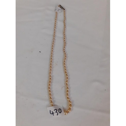 430 - Vintage Beautifully Knotted Pearl Necklace.