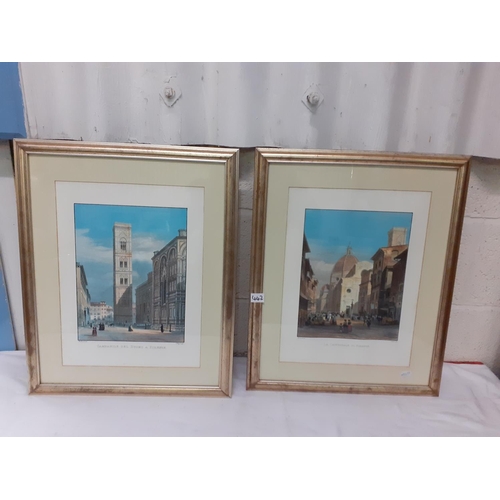 442 - Pair of Framed & Glazed Italian Prints - Giotto's Bell Tower & Florence Cathedral.