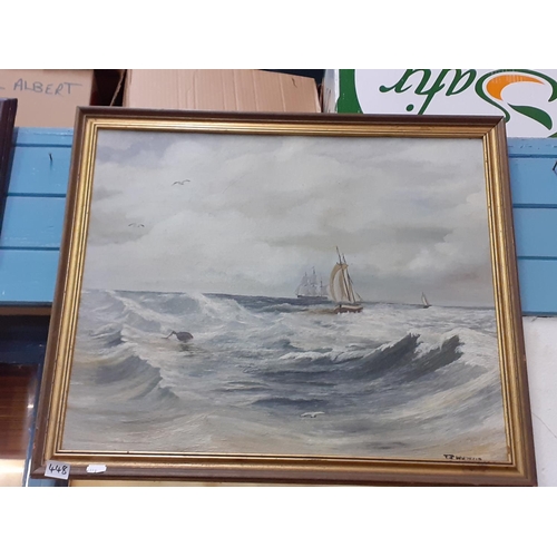 448 - A Signed Oil on Board by T J Whitefield in Gilt Frame.