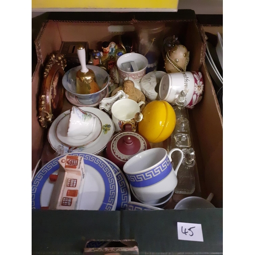 45 - Box to Include Part Tea Set, Glass Condiment Set etc.