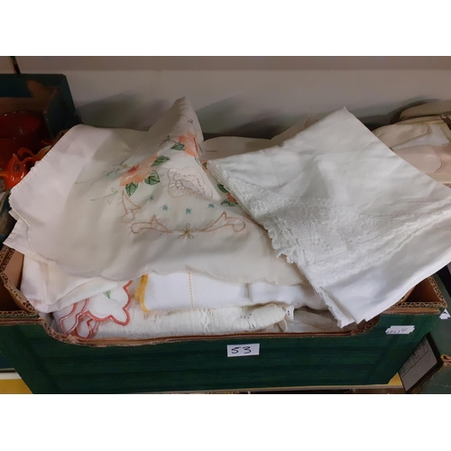 53 - Box of Vintage Linen.