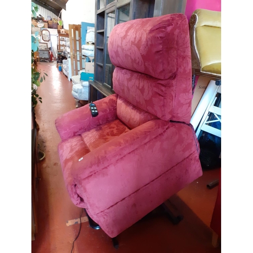 531 - Red Upholstered Electric Rise & Recline Arm Chair.