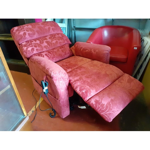 531 - Red Upholstered Electric Rise & Recline Arm Chair.