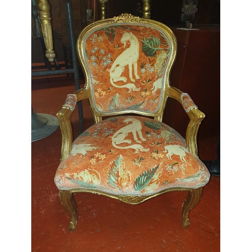 534 - French Giltwood Louis XVI Two Seater Salon Settee with Two Matching Salon Chairs.