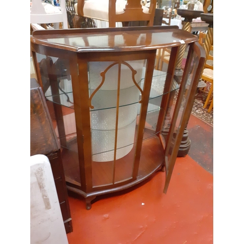 549 - Bow Fronted Glazed Display Cabinet with Glass Shelves.