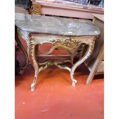 559 - 18th Century Style French Console Table with Gilded Base and Solid Marble Top - Approximately 3ft lo... 