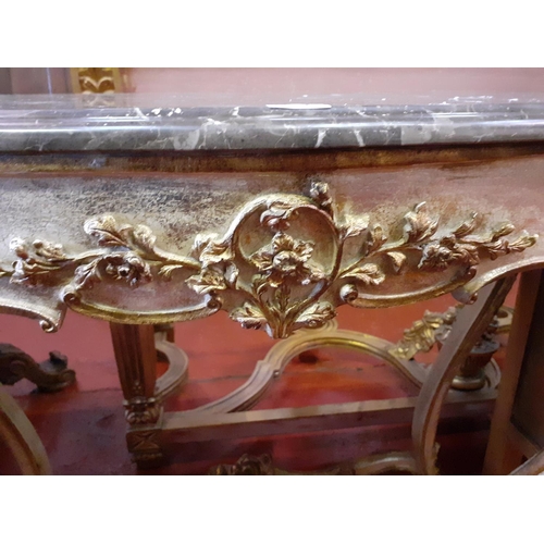 559 - 18th Century Style French Console Table with Gilded Base and Solid Marble Top - Approximately 3ft lo... 