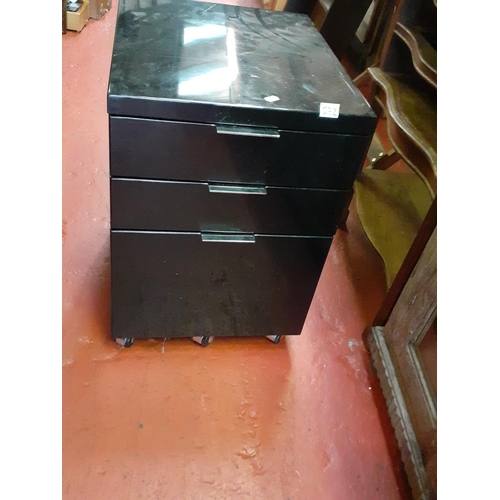 572 - Black Gloss Finnish Three Drawer Under-desk Cabinet.