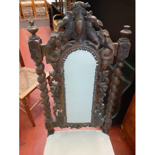 582 - French Gothic Revival Carved Oak High Backed Occasional Chair.