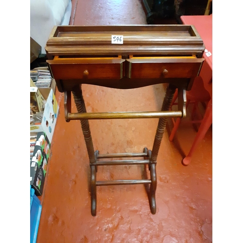 596 - Vintage Mahogany 2 Drawer Trouser Stand.