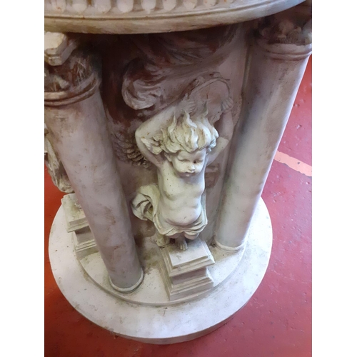 605 - Heavy Molded Fibreglass Cherub Design Replica Church Font - Approximately 32