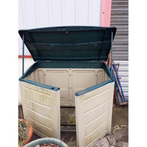 625 - Large Plastic Storage Unit with Double Doors & Lift Lid.