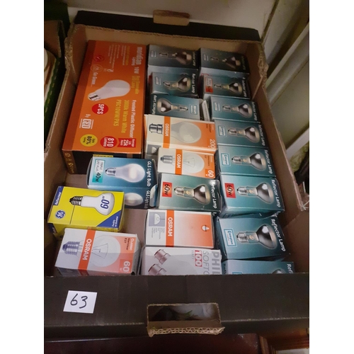 63 - Quantity of NEW Boxed Light Bulbs.