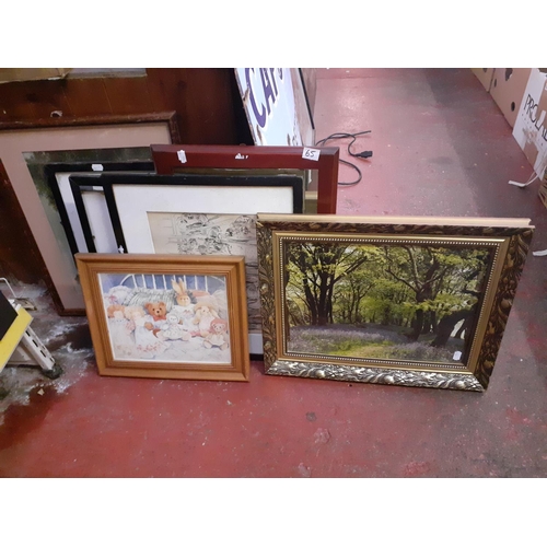 65 - Selection of Assorted Framed Pictures & Mirror.