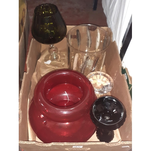 74 - Box of Large Glass Bowls, Candle Holder and Vases.