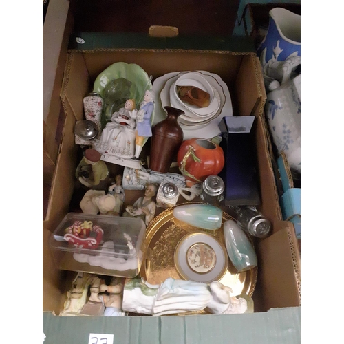 77 - Box to Include Continental Figures, China and Condiment Sets etc.