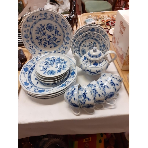 356 - 21 Pieces of Blue & White Meissen China - Plates, Cups, Bowls etc.