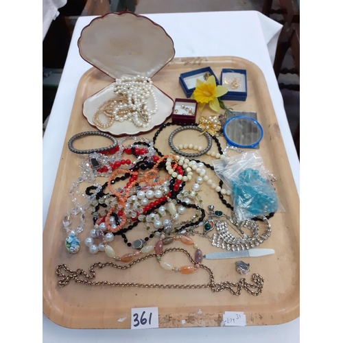 361 - Tray of Assorted Costume Jewellery.