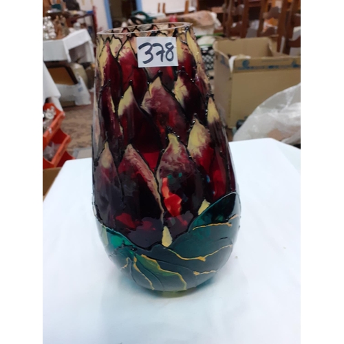 378 - Hand Decorated Textured Glass Vase.