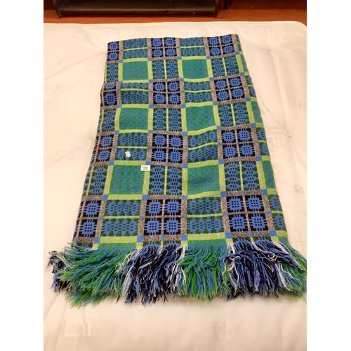 38 - King Size Blue & Green Patterned Welsh Blanket.