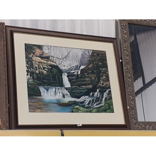 461 - Signed Waterfall Watercolour in Mahogany Frame.