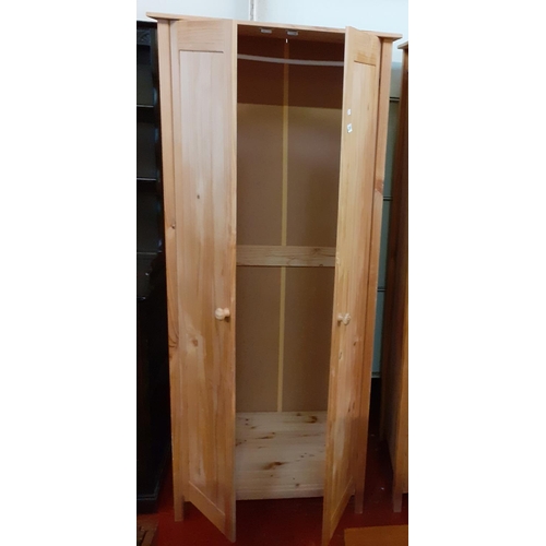 479 - Small Pine Double Wardrobe with Hanging Rail.