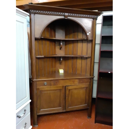 483 - Large Mahogany Corner Cabinet with Open Top over Double Cupboard and Drawers - Approx 4ft Across the... 