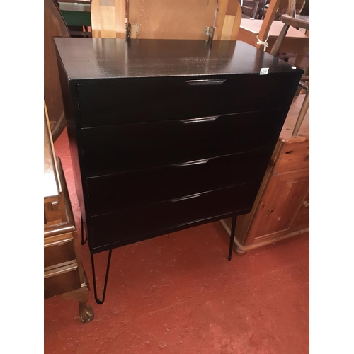 489 - Retro Black Set of Four Drawers on Metal Legs.