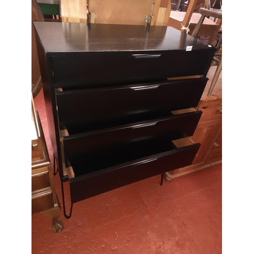 489 - Retro Black Set of Four Drawers on Metal Legs.