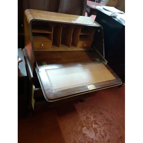 490 - Polished Mahogany Drop Front Writing Bureau over Three Drawers.