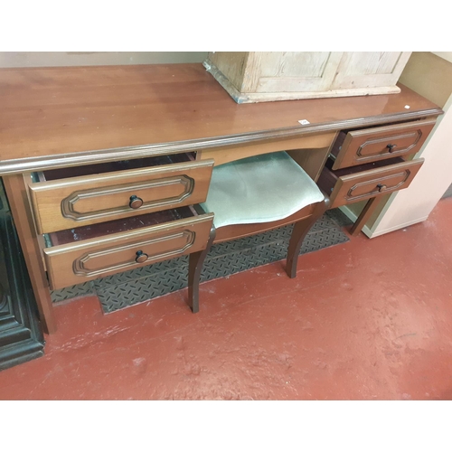 509 - Yew 4 Drawer Dressing Table with Matching Stool.