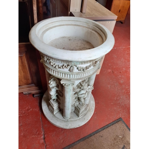 526 - Heavy Molded Fibreglass Cherub Design Replica Church Font - Approximately 32